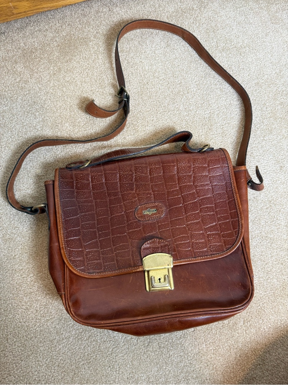 El Campero vintage brown leather large bag satchel messenger crossbody